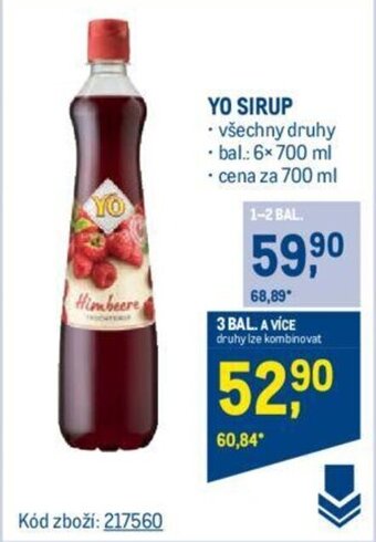 Makro YO SIRUP nabídka