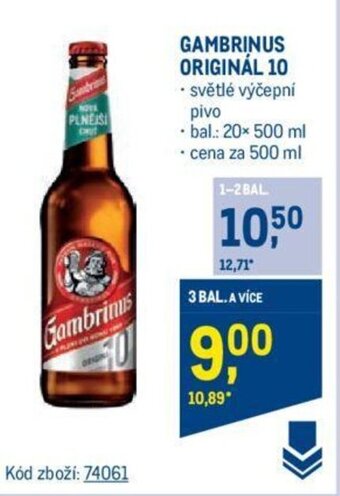 Makro GAMBRINUS ORIGINÁL 10 nabídka