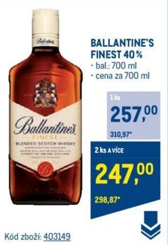 Makro BALLANTINE'S FINEST 40% nabídka