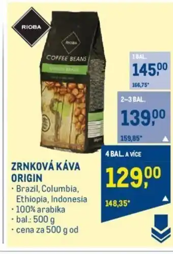 Makro ZRNKOVÁ KÁVA ORIGIN nabídka