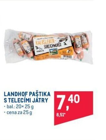 Makro LANDHOF PAŠTIKA S TELECÍMI JÁTRY nabídka