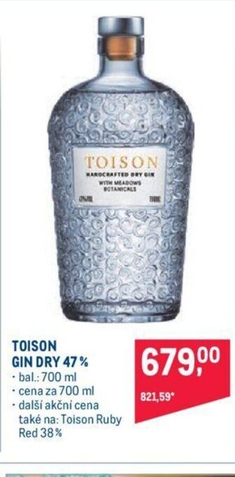 Makro TOISON GIN DRY 47% nabídka