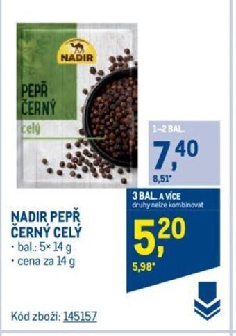 Makro NADIR PEPŘ ČERNÝ CELÝ nabídka