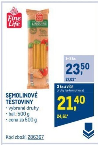 Makro SEMOLINOVÉ TĚSTOVINY nabídka
