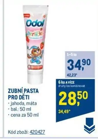 Makro Odol ZUBNÍ PASTA PRO DĚTI nabídka