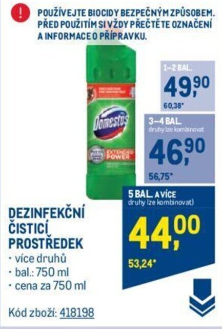 Makro Domestos DEZINFEKČNÍ ČISTICÍ PROSTŘEDEK nabídka