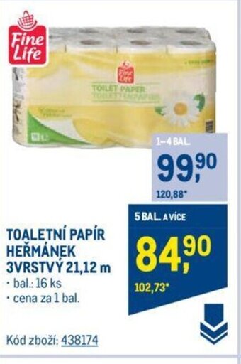 Makro TOALETNÍ PAPÍR HEŘMÁNEK 3VRSTVÝ 21,12 m nabídka