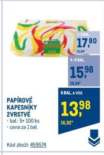 Makro PAPÍROVÉ KAPESNÍKY 2VRSTVÉ nabídka