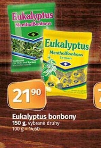 Eukalyptus bonbony 150 g, vybrané druhy 100 g = 14,60