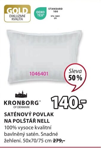 JYSK SATÉNOVÝ POVLAK NA POLŠTÁŘ NELL nabídka