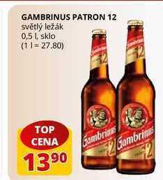 Flop Gambrinus patron 12 světlý ležák 0,5l nabídka