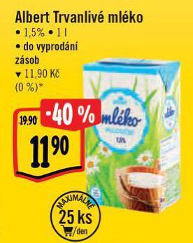 Albert Trvanlivé mléko nabídka