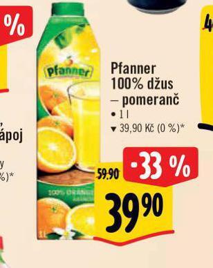 Albert Pfanner 100% džus nabídka
