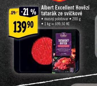 Albert Hovězí tatarák ze svíčkové nabídka