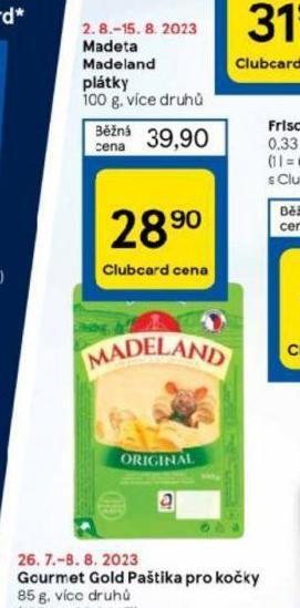 Tesco Madeta madeland plátky nabídka