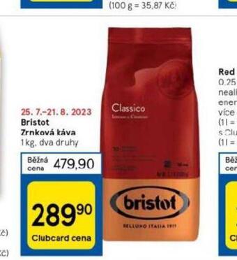 Tesco Bristot zrnková káva nabídka