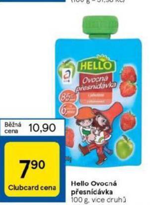 Tesco Hello ovocná přesnídávka nabídka