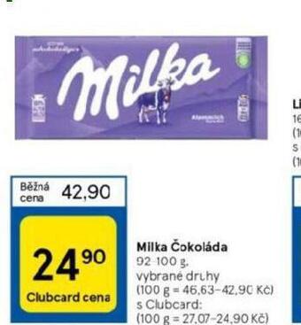 Tesco Milka čokoláda nabídka