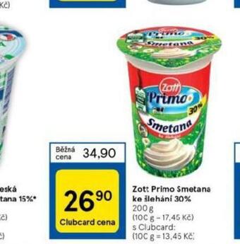 Tesco Zott primo smetana ke šlehání 30% nabídka