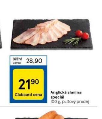 Tesco Anglická slanina speciál nabídka