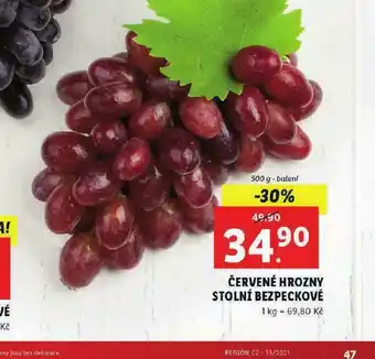 Lidl Červené hrozny stolní beupeckové nabídka