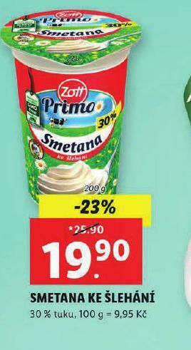 Lidl Smetana ke šlehání 30% nabídka
