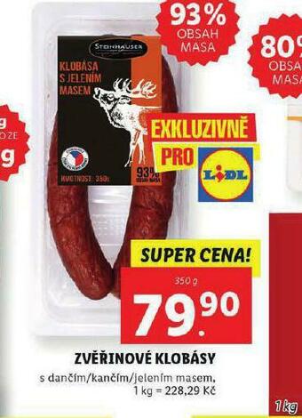 Lidl Zvěřinové klobásy nabídka