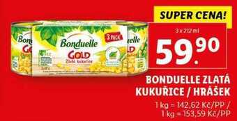 Lidl Bonduelle zlatá kukuřice/hrášek, 3x 212 ml nabídka