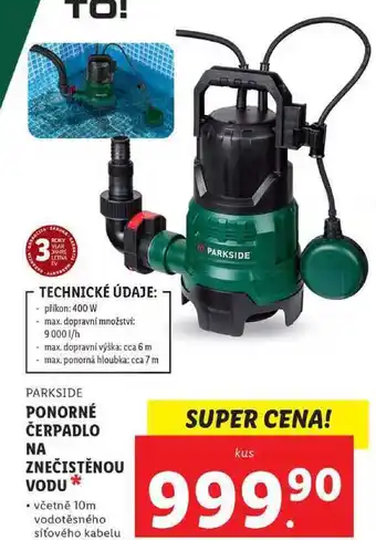 Lidl Ponorné čerpadlo να znečistěnou vodu nabídka