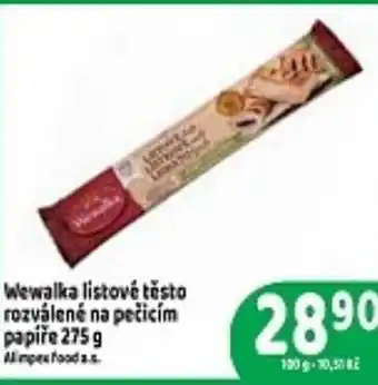 Brněnka Wewalka listové těsto rozválené na pečicím papíře 275 g nabídka