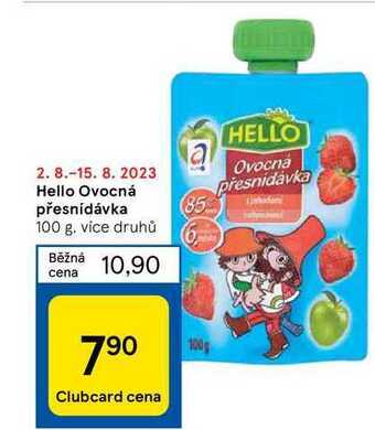 Tesco Hello ovocná přesnídávka 100 g nabídka