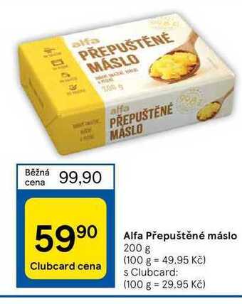 Tesco Alfa přepuštěné máslo 200 g nabídka