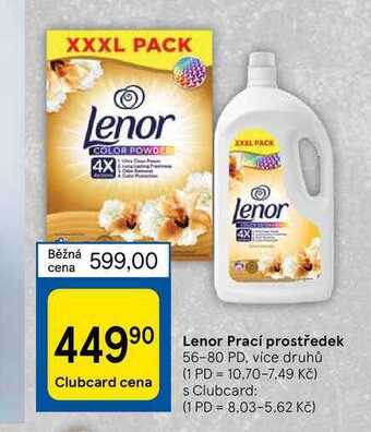 Tesco Lenor prací prostředek 56-80 pd nabídka