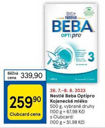 Tesco Nestlé beba optipro kojenecké mléko 500 g nabídka