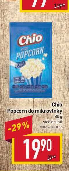 Billa Chio popcorn do mikrovlnky 80 g nabídka