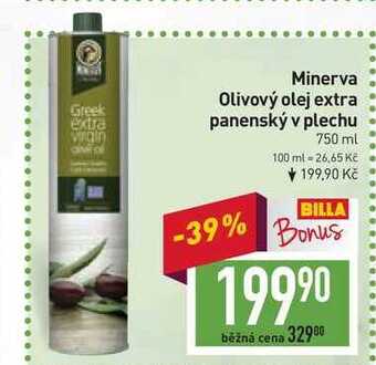 Billa Minerva olivový olej extra panenský v plechu 750 ml nabídka