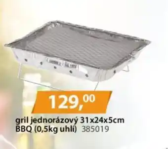 Gril jednorázový 31x24x5cm BBQ (0,5kg uhlí) 385019