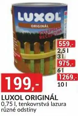 Baumax LUXOL ORIGINÁL 0,75 l, tenkovrstvá lazura různé odstíny nabídka