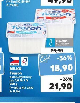 Kaufland Milko tvaroh nabídka