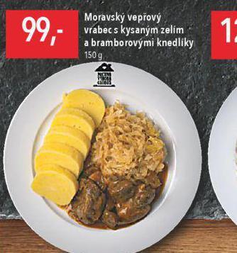 Globus Moravský vepřový vrabec s kysaným zelím a bramborovými knedlíky nabídka