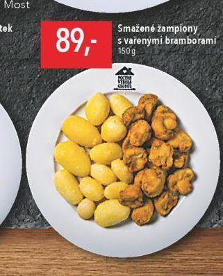 Globus Smažené žampiony s vařenými bramborami nabídka