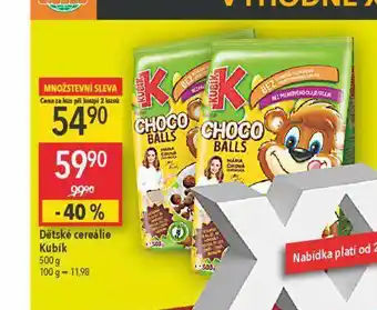 Globus Kubík dětské cereálie nabídka