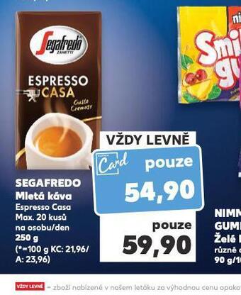Kaufland Segafredo mletá káva nabídka