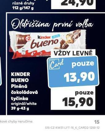 Kaufland Kinder bueno plněná čokoládová tyčinka nabídka