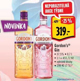 Albert Gordon´s gin nabídka