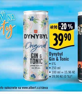 Albert Dynybyl gin & tonic nabídka
