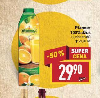 Billa Pfanner 100% džus nabídka
