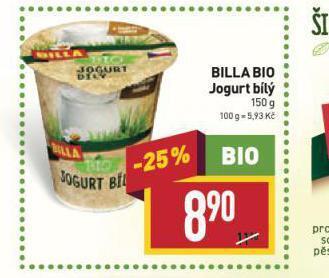 Billa Bio jogurt nabídka