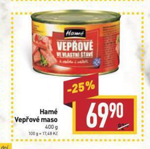 Billa Hamé vepřové maso nabídka