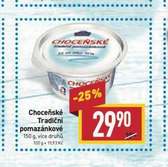 Billa Choceňské tradiční pomazánkové nabídka